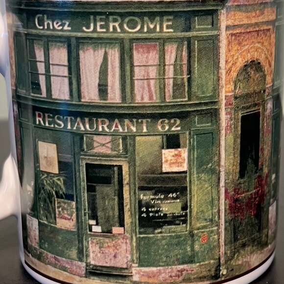 Set of 3 SAKURA French STOREFRONTS Stoneware Mugs w/ Art by Chiu Tak Hak ~ Paris - Picture 5 of 12